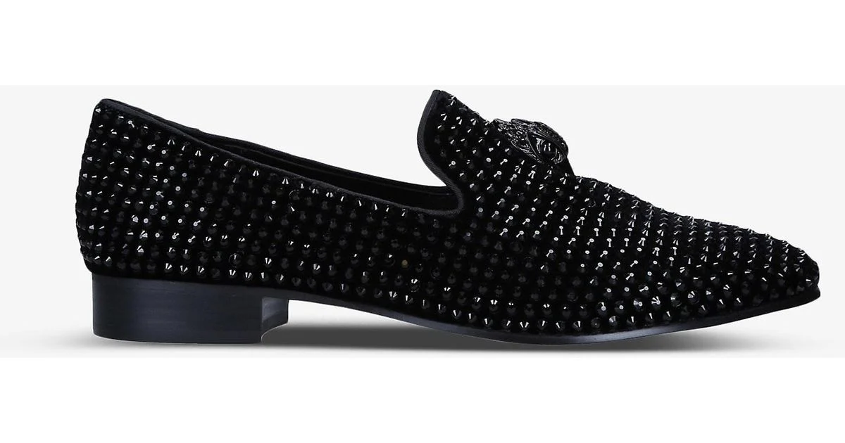 Fitn Shoe -Fitn Shoe kurt geiger BLACK Ace Studded Suede Loafers